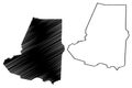 Wayne County, North Carolina State U.S. county, United States of America, USA, U.S., US map vector illustration, scribble sketch