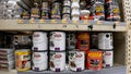 Walmart super center retail store interior paint cans