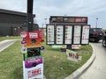 Wendys fast food restaurant drive thru signs