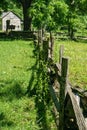 Stack Rail Fence and Farmhouse at the Humpback Rocks Farm Museum