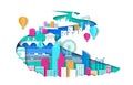 Ways of modern eco friendly city development vector concept illustration in paper art style.