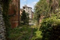 Wayside deserted brick buildings of 1970s