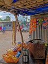 Wayside Tea Stall at Jeep Stand Jeep being used as taxi in twilight Rural Poshina