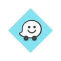 Waze logo. Waze is a real-time automotive traffic social application. Waze app . Kharkiv, Ukraine - October, 2020