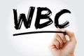 WBC - White Blood Cell acronym with marker, medical concept background Royalty Free Stock Photo