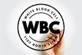 WBC White Blood Cell - cellular component of blood that helps defend the body against infection, acronym text stamp concept