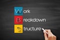 WBS - Work Breakdown Structure, acronym business concept on blackboard