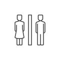 WC linear icon. Vector Woman and Man Toilet outline symbol