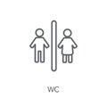 Wc linear icon. Modern outline Wc logo concept on white backgrou