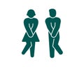 Wc restroom bathroom icon template. Male female toilet indicating sign symbol. Illustration in minimal style