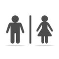 WC restroom for men and women as silhouette with wall and shado