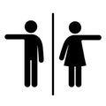 WC sign Icon indicate direction Vector Illustration on the white background. Vector man & woman icons. Royalty Free Stock Photo