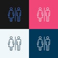 WC sign restroom icon. Toilet bathroom male and female symbol. Wc isolated line pictogram