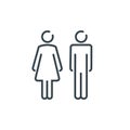 WC sign restroom icon. Toilet bathroom male and female symbol. Wc isolated line pictogram