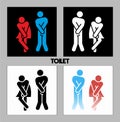 167_WC sign. Vector funny boy and girl toilet icons or female and male bathroom symbols