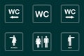 WC / Toilet door plate icon set. Men and women WC sign for restroom