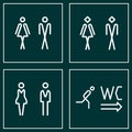 WC / Toilet door plate icon set. Men and women WC sign for restroom