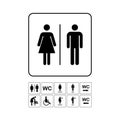 WC / Toilet door plate icon set. Men and women WC sign for restroom