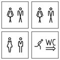 WC / Toilet door plate icon set. Men and women WC sign for restroom