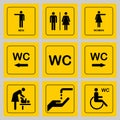 WC / Toilet door plate icons set. Men and women WC sign for rest Royalty Free Stock Photo