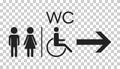 WC, toilet flat vector icon . Men and women sign for restroom on