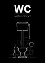 Wc toilet logo thin lines. restroom vector illustration. toilet bathroom woman man