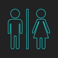 WC, toilet neon vector icon.