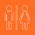 WC, toilet neon vector icon . Men and women sign for restroom on