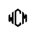 WCM letter logo design with polygon shape. WCM polygon and cube shape logo design. WCM hexagon vector logo template white and Royalty Free Stock Photo