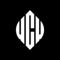 WCW circle letter logo design with circle and ellipse shape. WCW ellipse letters with typographic style. The three initials form a Royalty Free Stock Photo