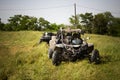 4wd buggy car for extreme off-road shot on steppe, Almaty, Kazakhstan. Royalty Free Stock Photo