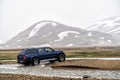 4WD car travel off road in Landmannalaugar Iceland