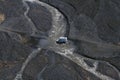 4WD car wades river in Landmannalaugar, South Iceland