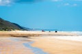 4wd vehicles at Rainbow Beach with coloured sand dunes, QLD, Australia Royalty Free Stock Photo