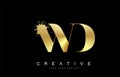 WD W D Letter Logo with Gold Melted Metal Splash Vector Design