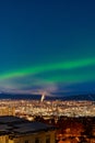 Weak aurora borealis over Oslo