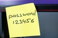 Weak password concept. Password 123456 on a stick. Royalty Free Stock Photo