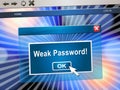Weak Password Webpage Shows Online Vulnerability And Internet Threat - 3d Illustration