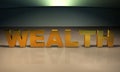 Wealth 3D Text in gold
