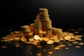 Wealth ascent 3D rendering, mountain of gold coins rises