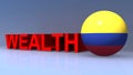 Wealth with Colombia flag on blue Royalty Free Stock Photo