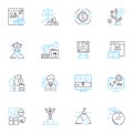 Wealth counseling linear icons set. Prosperity, Abundance, Investments, Estate, Legacy, Planning, Security line vector