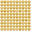 100 wealth icons set gold