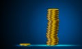 Wealth inequality concept with coins stack