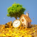 Wealth and investment house, gold, time, financial loans