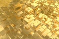 Wealth rich concept idea Golden city at sunset rays Abstract space background.3D illustration rendering