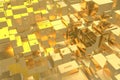 Wealth rich concept idea Golden city at sunset rays Abstract space background.3D illustration rendering