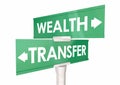 Wealth Transfer Arrow Road Signs Move Money Leave Heirs 3d Illustration