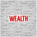WEALTH word cloud collage