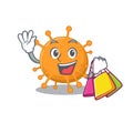 Wealthy anaplasma cartoon character with shopping bags